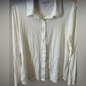 LOFT Women's White Button-Up Blouse